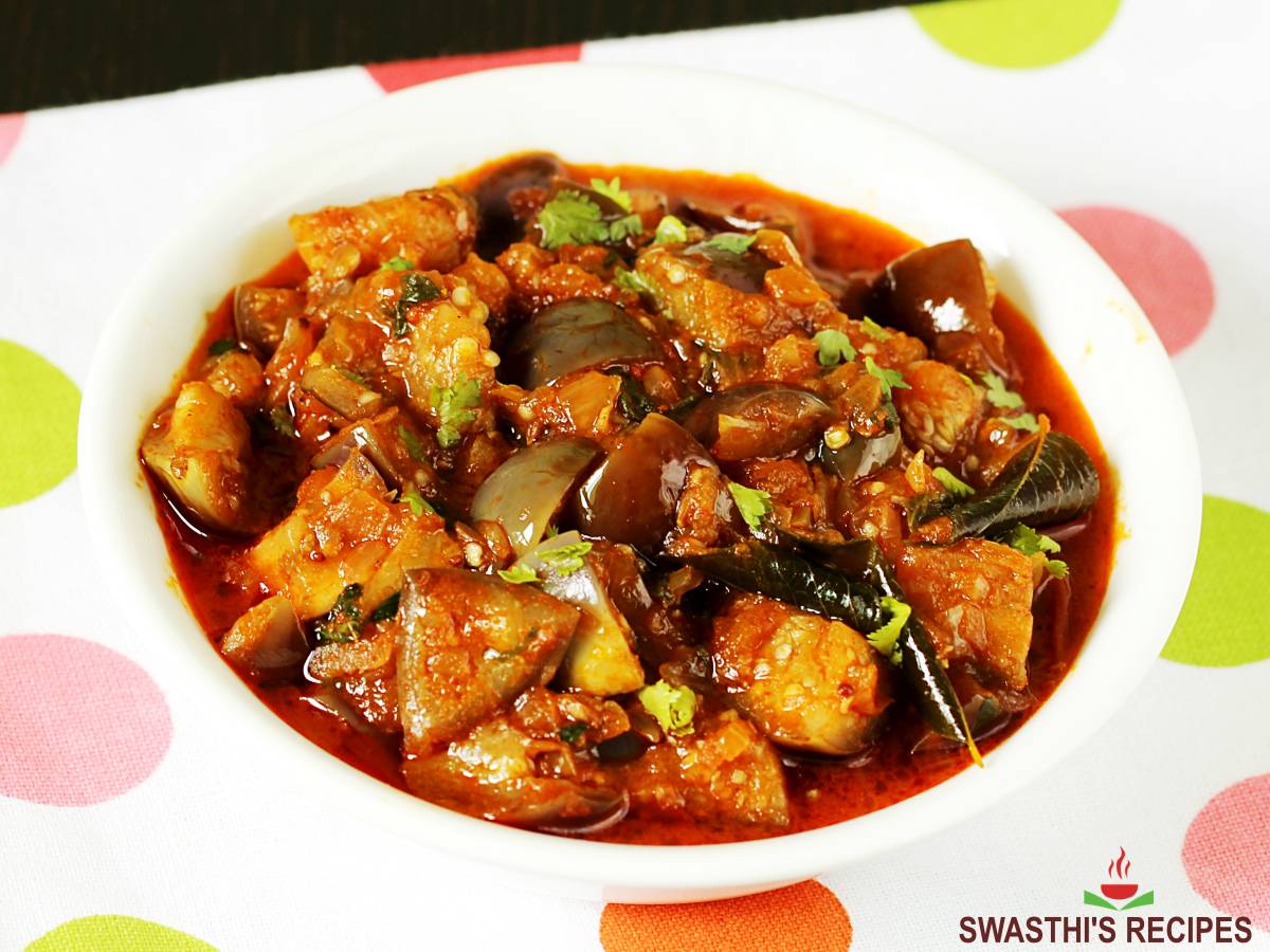 Brinjal curry recipe (Eggplant curry) - Swasthi's Recipes