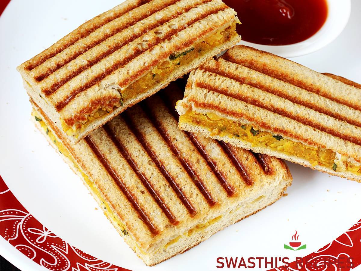 Potato Sandwich Recipe (Aloo Sandwich) - Swasthi's Recipes