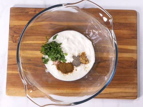 yogurt spices and herbs in a bowl