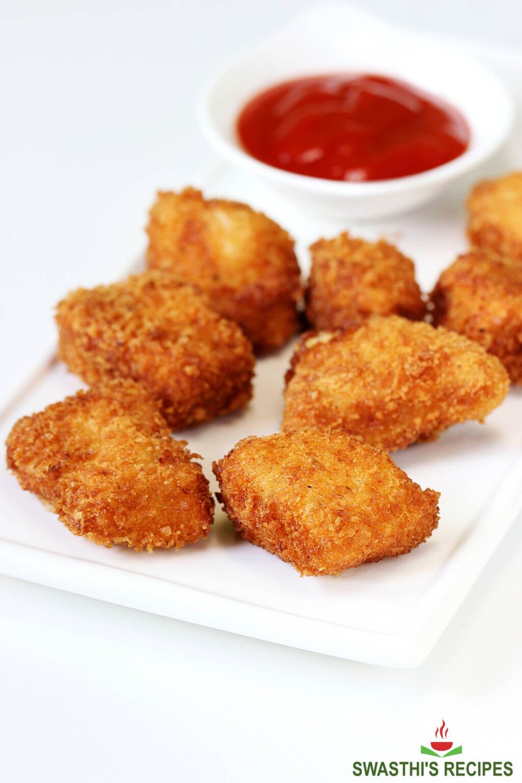 Chicken nuggets (fried, baked & air fryer) - Swasthi's Recipes