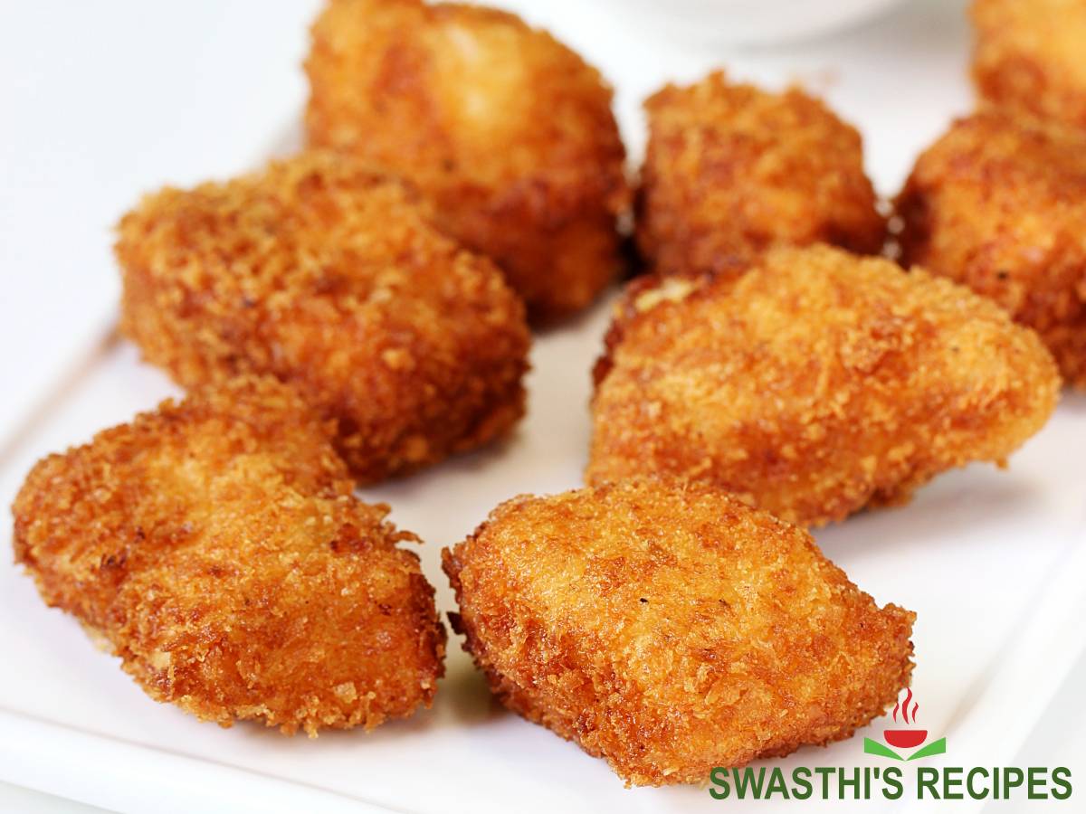Chicken nuggets (fried, baked & air fryer) - Swasthi's Recipes