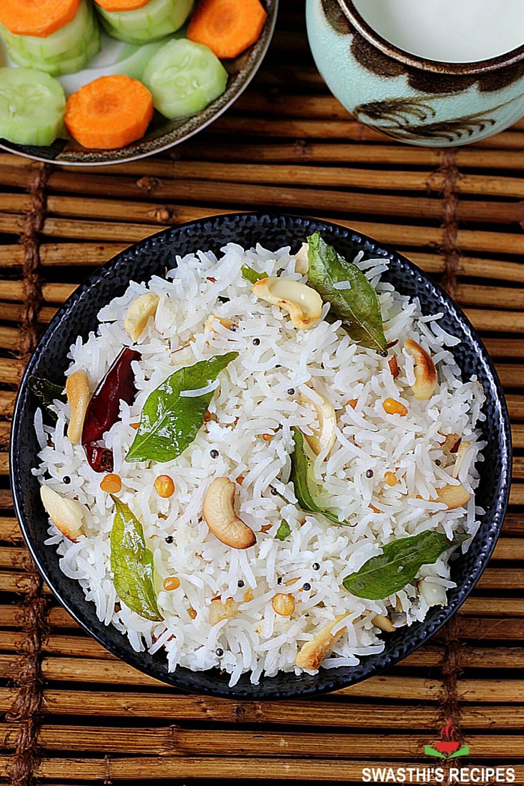 Coconut rice recipe (Thengai sadam) - Swasthi's Recipes