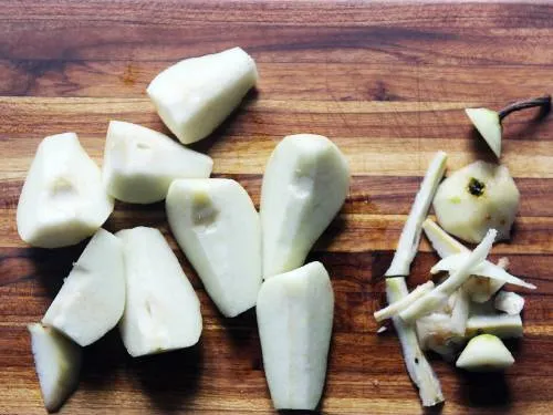 quartered pears