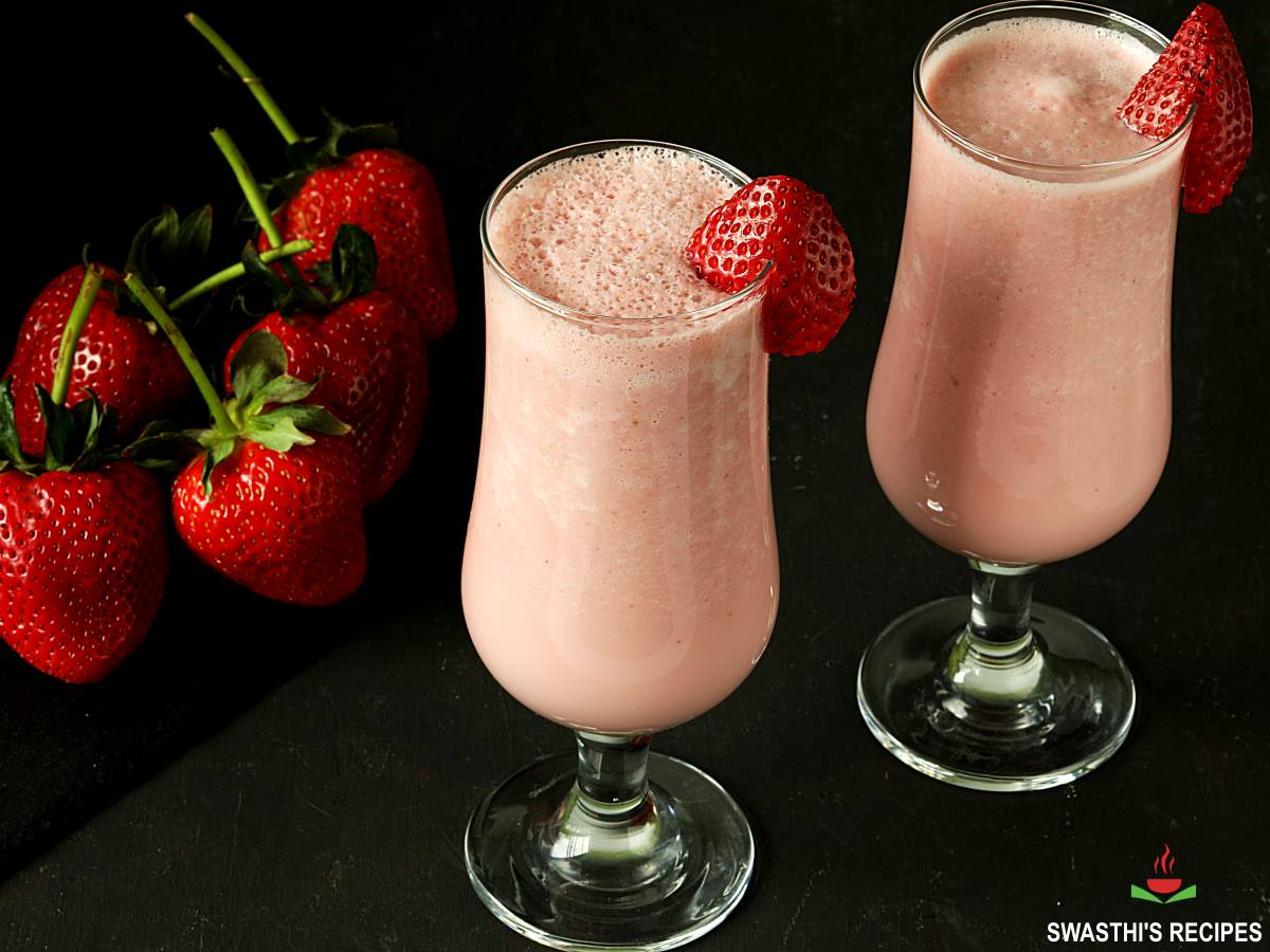 Strawberry Milkshake Recipe Swasthi S Recipes
