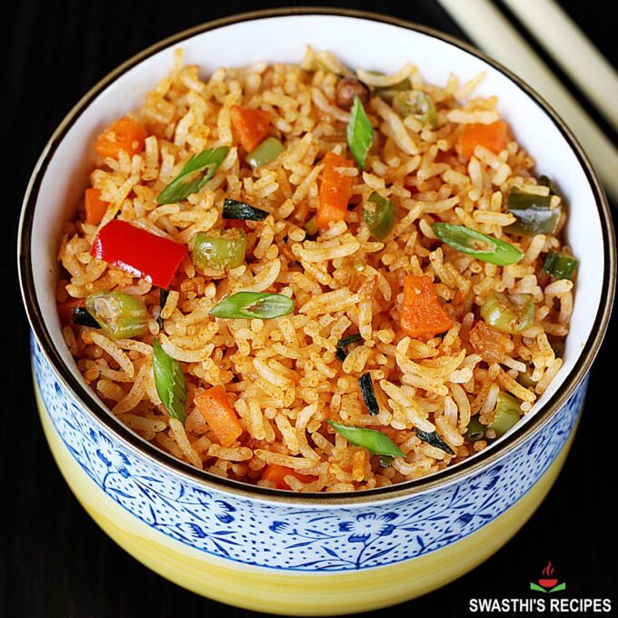 Schezwan Fried Rice Spicy Schezwan Rice Swasthis Recipes