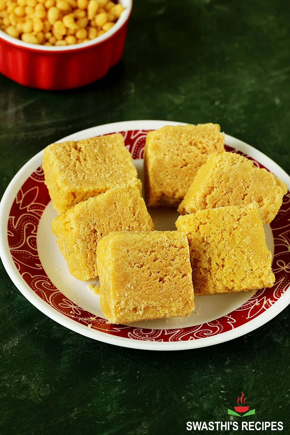 Mysore pak recipe made with besan, sugar and ghee