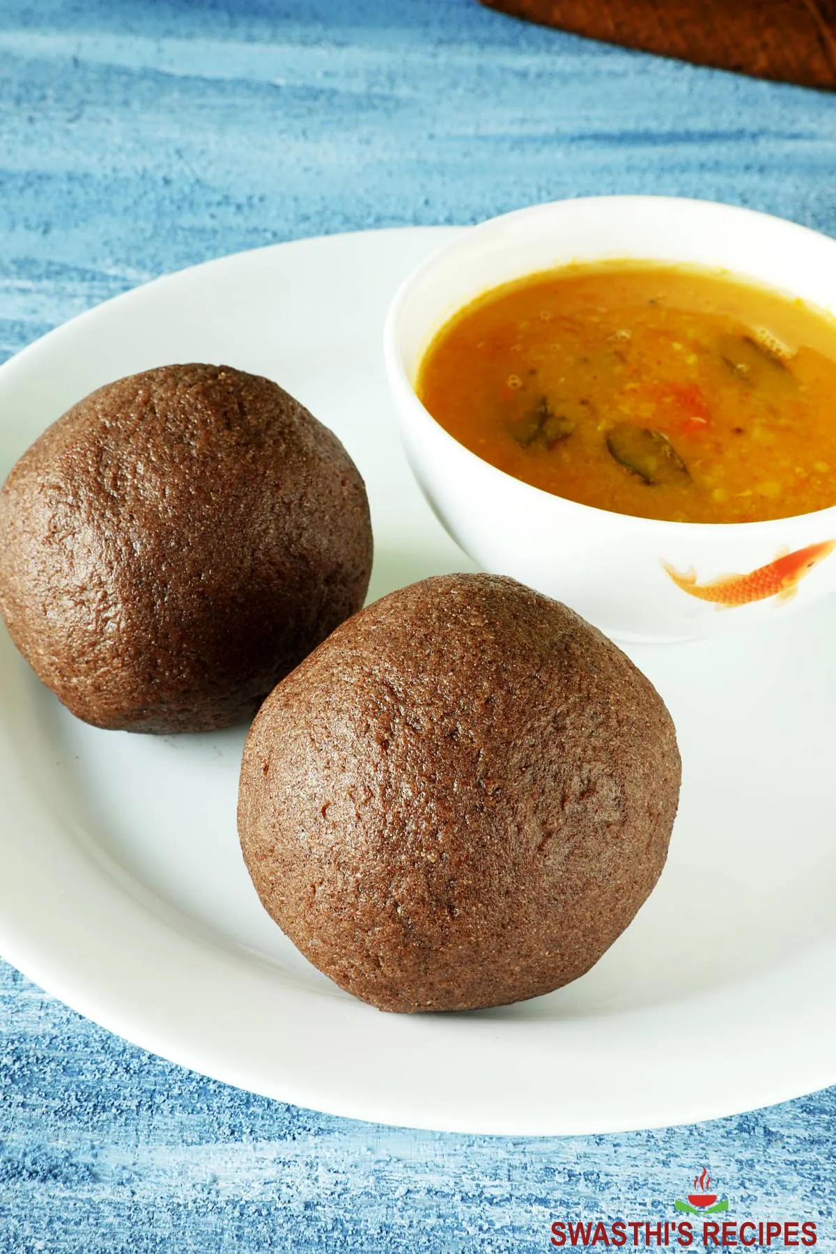 Ragi Mudde served in a white plate