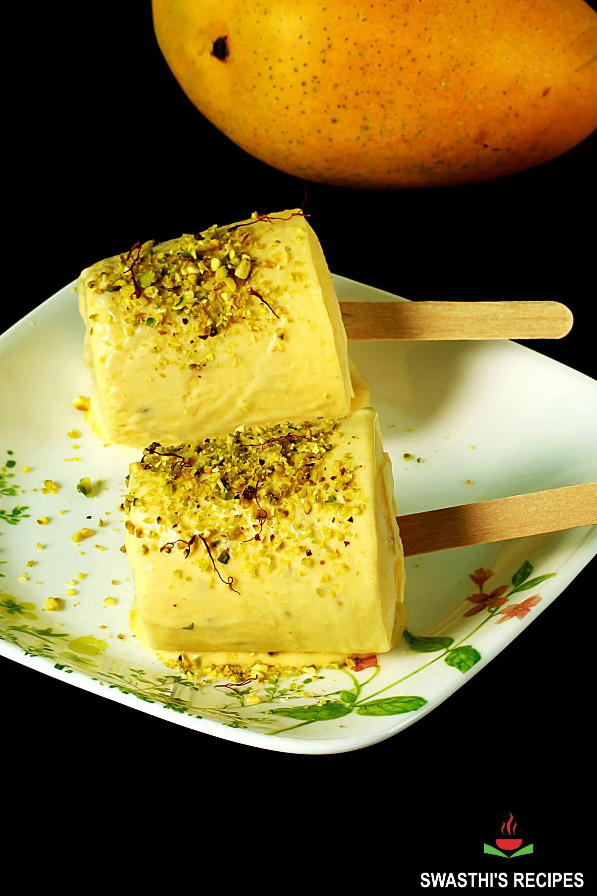 Mango Kulfi made with mango pulp and condensed milk