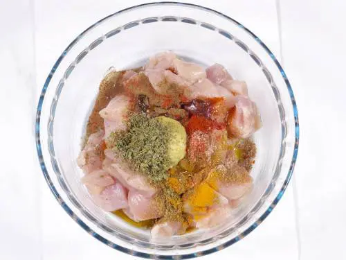 ginger garlic and kasuri methi in the chicken tikka marinade