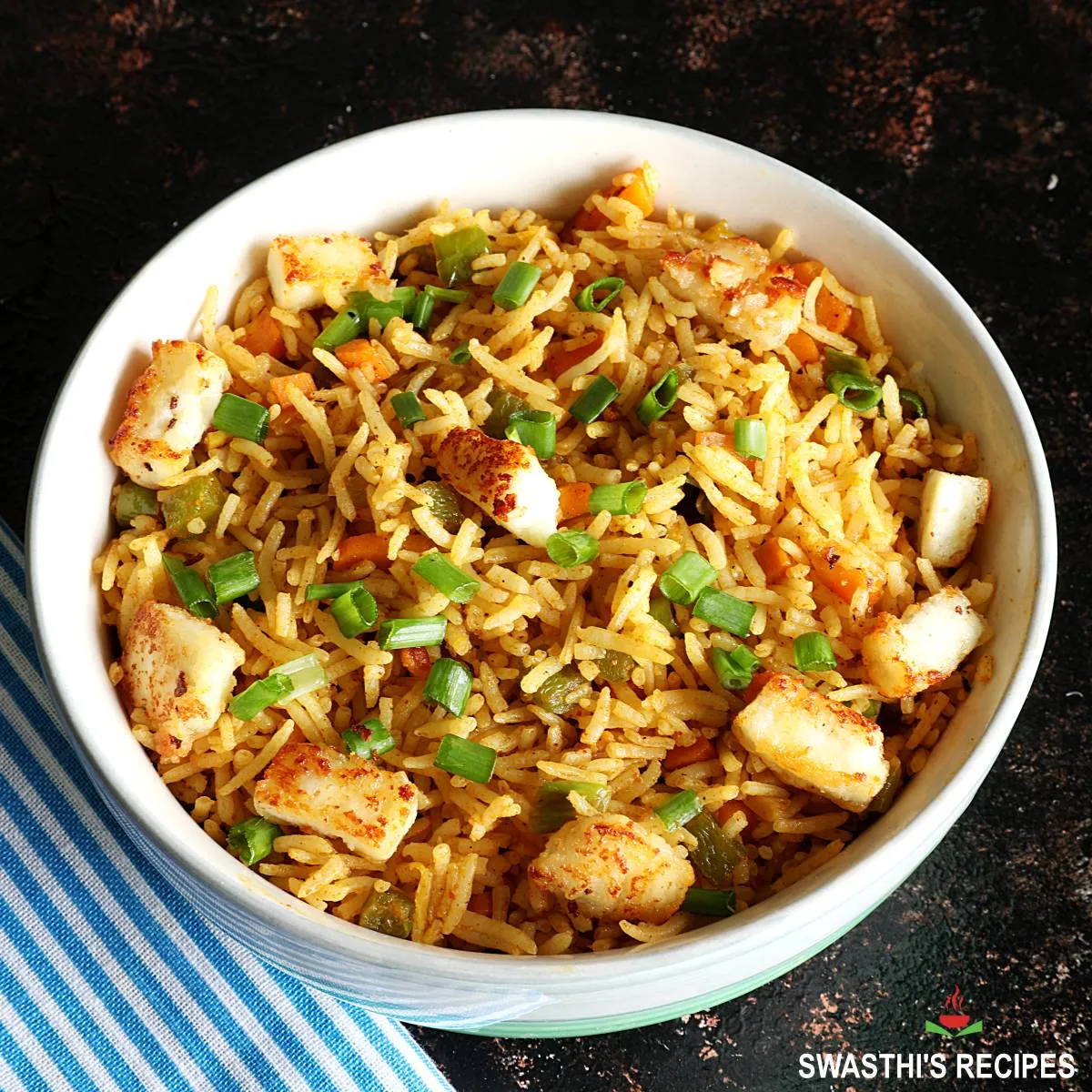 Singapore fried rice is a Indian Chinese fusion rice dish