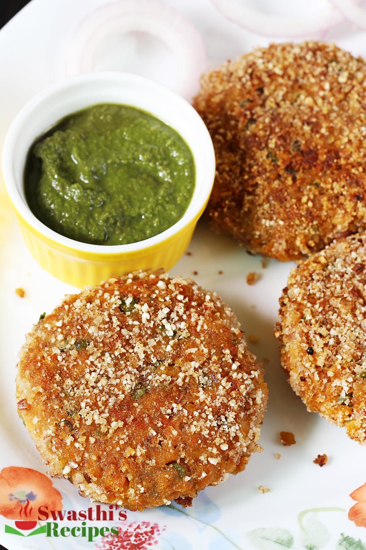 Soya Burger with Soya Granules Cutlet - Swasthi's Recipes