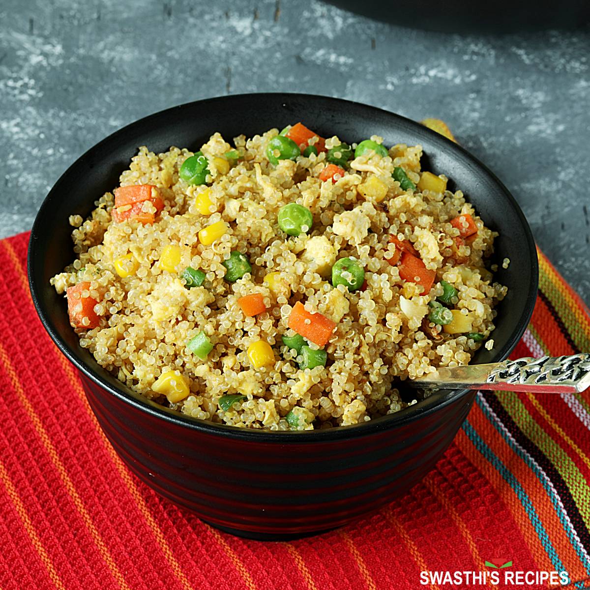 Quinoa Fried Rice Recipe Swasthi s Recipes