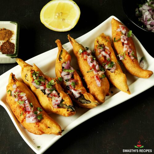 Mirchi Bajji Recipe | Mirapakaya Bajji - Swasthi's Recipes