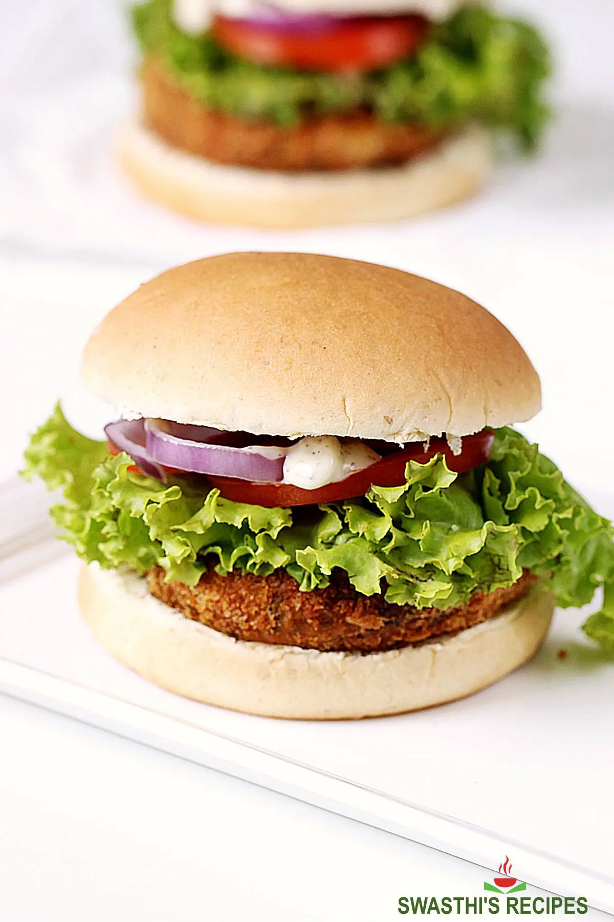 Veg Burger Recipe (Veggie Burger) - Swasthi's Recipes