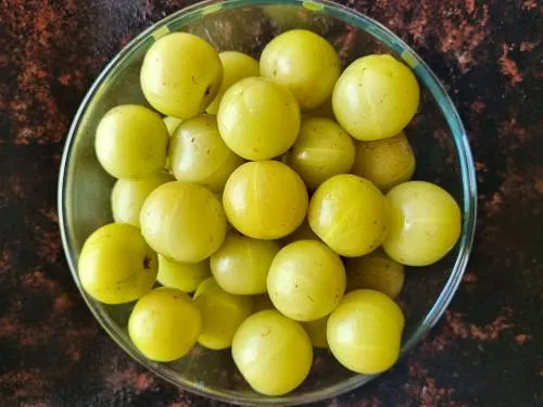 Amla - fresh Indian gooseberries in a bowl