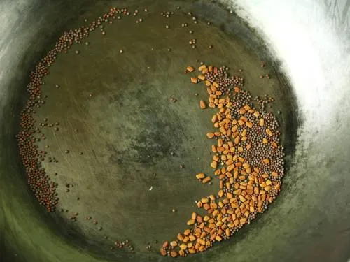 toasted methi seeds and mustard