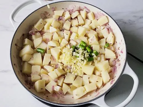 ginger garlic and chili along with potatoes