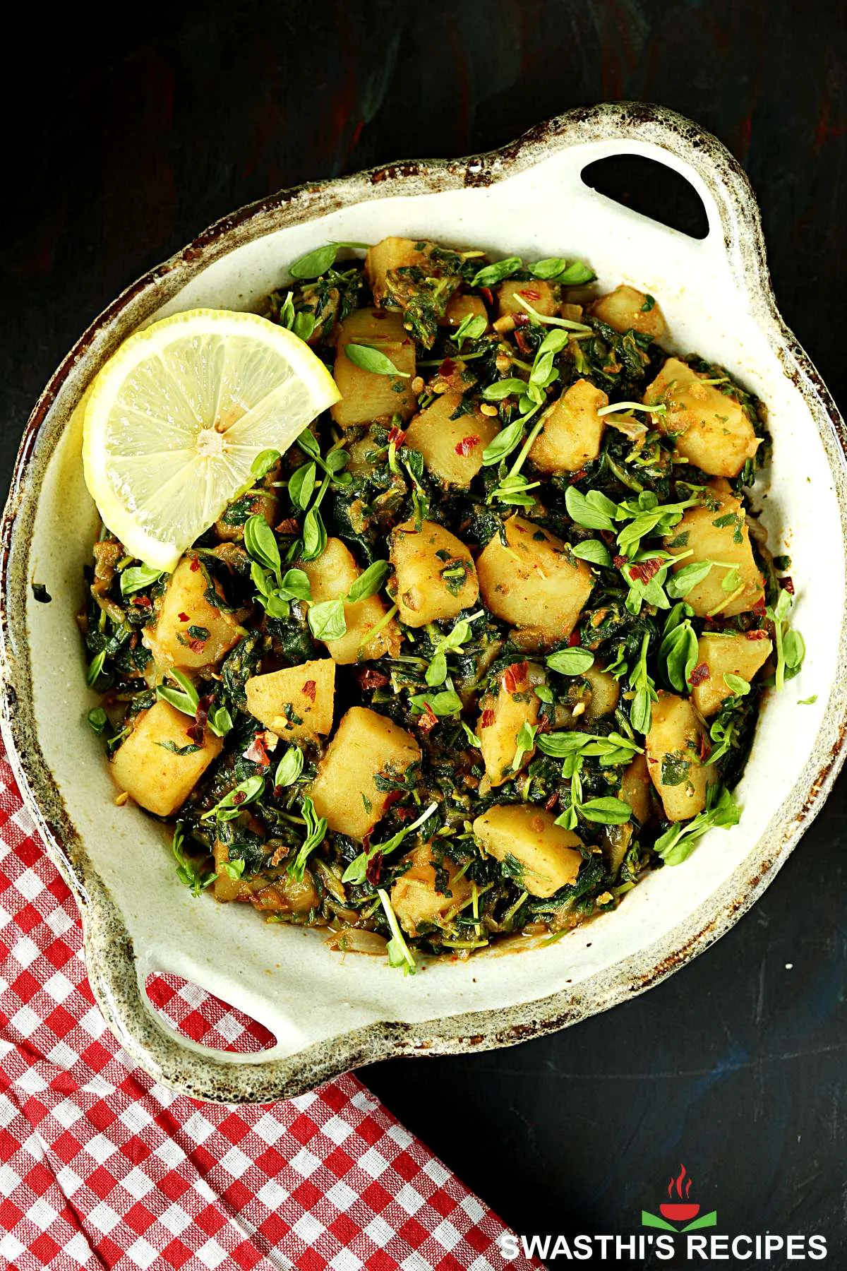 Saag Aloo Recipe - Swasthi's Recipes