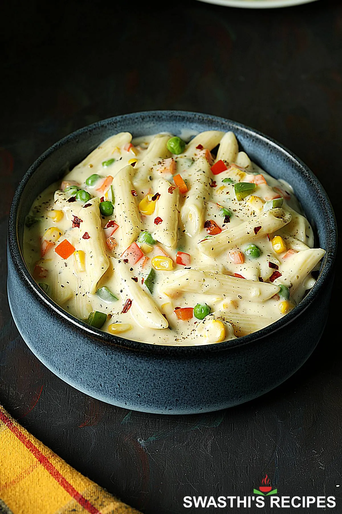 White Sauce Pasta -  Béchamel Sauce Pasta in a bowl