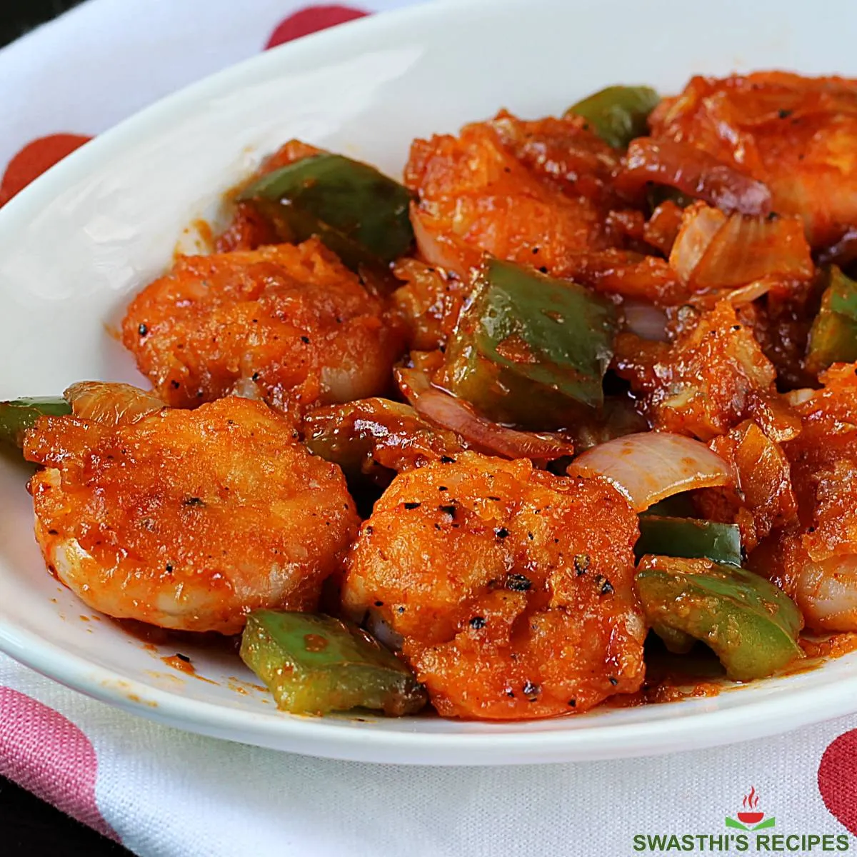 Asian Chilli Prawns - Shrimp Manchurian Recipe