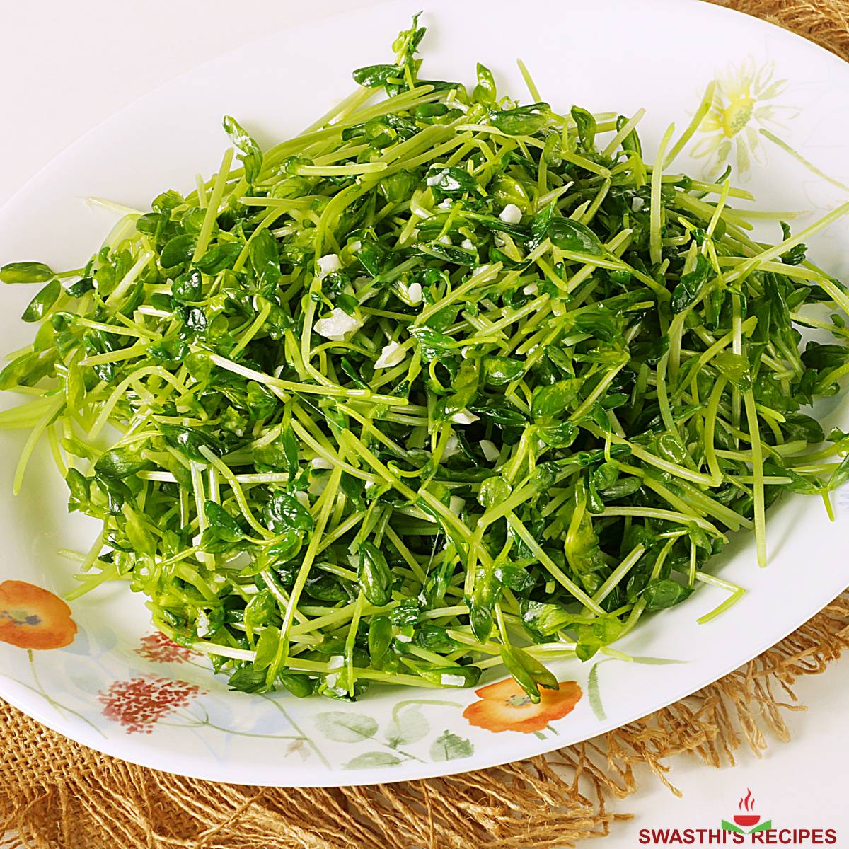 Pea Shoots Recipe - Swasthi's Recipes