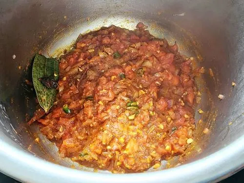 onion tomato masala in a pot