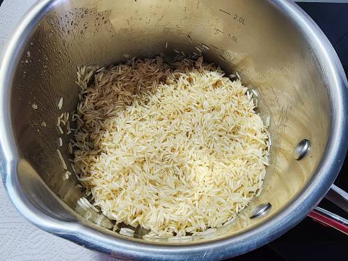 toasting basmati rice