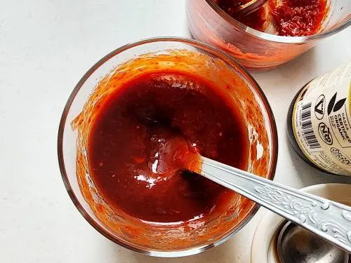 mixing ingredients for sauce